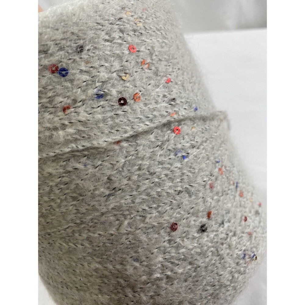 Fancy Cone Yarn Spool Yarn Gray Black Rainbow Sequins 420g Net Weight #880